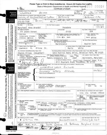 death certificate in maryland free